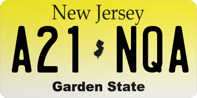 NJ license plate A21NQA