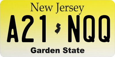 NJ license plate A21NQQ