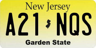 NJ license plate A21NQS
