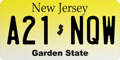 NJ license plate A21NQW