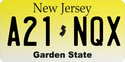 NJ license plate A21NQX