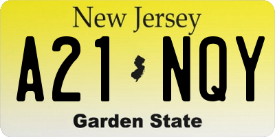 NJ license plate A21NQY