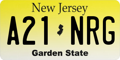 NJ license plate A21NRG