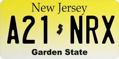NJ license plate A21NRX