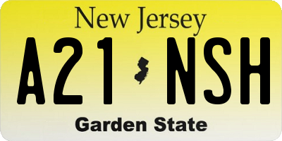 NJ license plate A21NSH