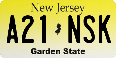NJ license plate A21NSK