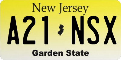 NJ license plate A21NSX