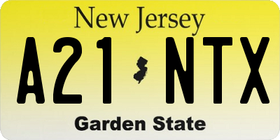 NJ license plate A21NTX