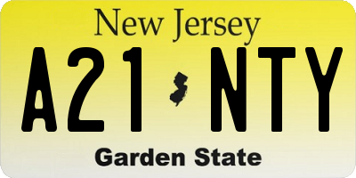 NJ license plate A21NTY