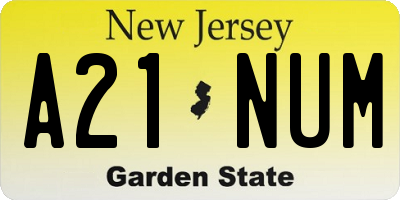 NJ license plate A21NUM