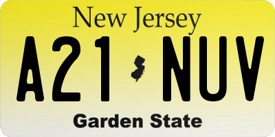 NJ license plate A21NUV