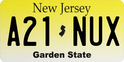 NJ license plate A21NUX