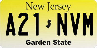 NJ license plate A21NVM