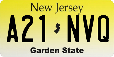 NJ license plate A21NVQ
