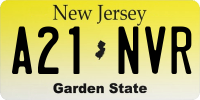 NJ license plate A21NVR