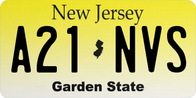 NJ license plate A21NVS
