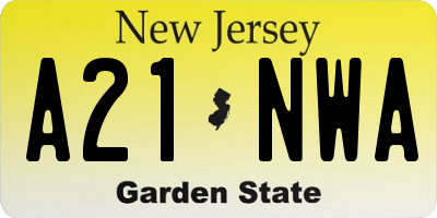 NJ license plate A21NWA