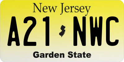 NJ license plate A21NWC