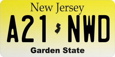 NJ license plate A21NWD
