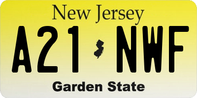 NJ license plate A21NWF