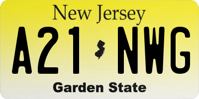 NJ license plate A21NWG