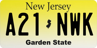 NJ license plate A21NWK