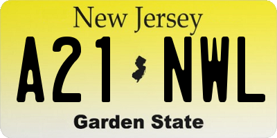 NJ license plate A21NWL