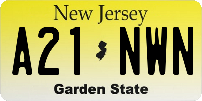NJ license plate A21NWN