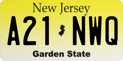 NJ license plate A21NWQ