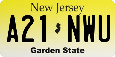 NJ license plate A21NWU