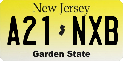 NJ license plate A21NXB