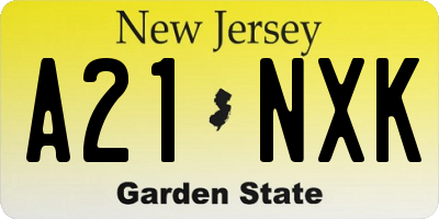 NJ license plate A21NXK