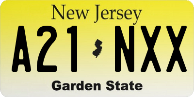 NJ license plate A21NXX