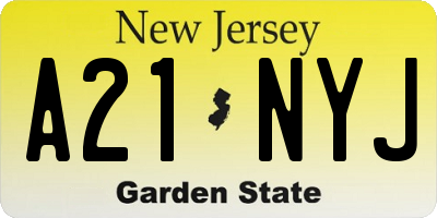 NJ license plate A21NYJ