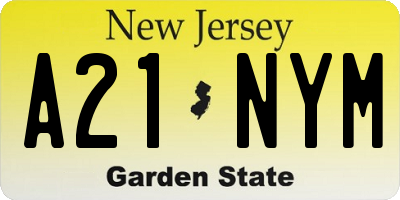 NJ license plate A21NYM