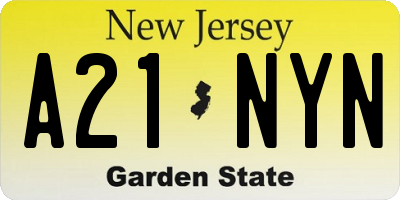 NJ license plate A21NYN