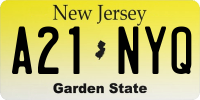 NJ license plate A21NYQ