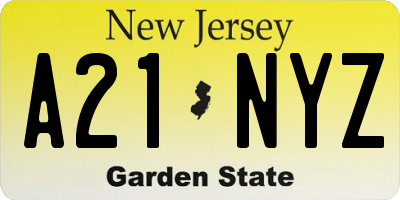 NJ license plate A21NYZ