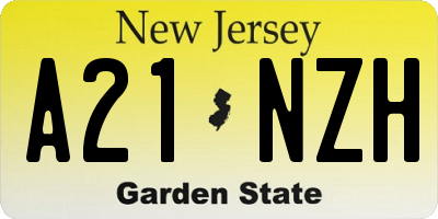 NJ license plate A21NZH