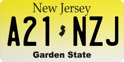 NJ license plate A21NZJ