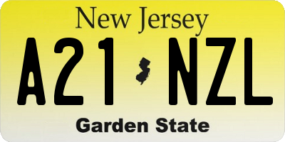 NJ license plate A21NZL
