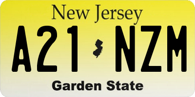 NJ license plate A21NZM