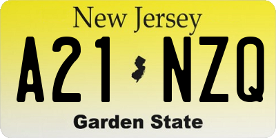 NJ license plate A21NZQ