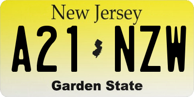 NJ license plate A21NZW