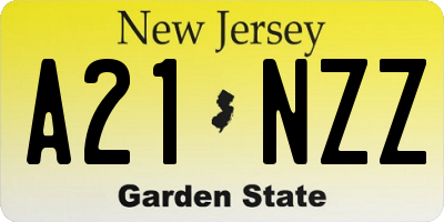 NJ license plate A21NZZ