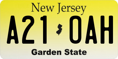 NJ license plate A21OAH