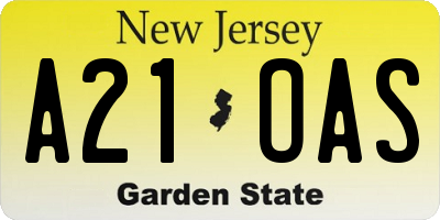 NJ license plate A21OAS
