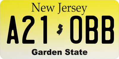 NJ license plate A21OBB
