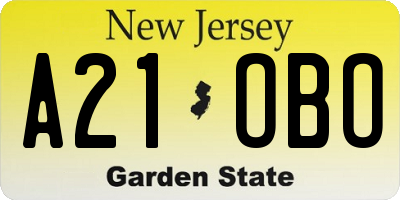 NJ license plate A21OBO