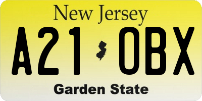 NJ license plate A21OBX